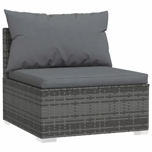  6 részes szürke polyrattan kerti ülőgarnitúra párnákkal