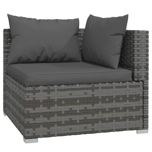  6 részes szürke polyrattan kerti ülőgarnitúra párnákkal