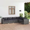  6 részes szürke polyrattan kerti ülőgarnitúra párnákkal