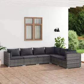    6 részes szürke polyrattan kerti ülőgarnitúra párnákkal
