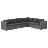  6 részes szürke polyrattan kerti ülőgarnitúra párnákkal