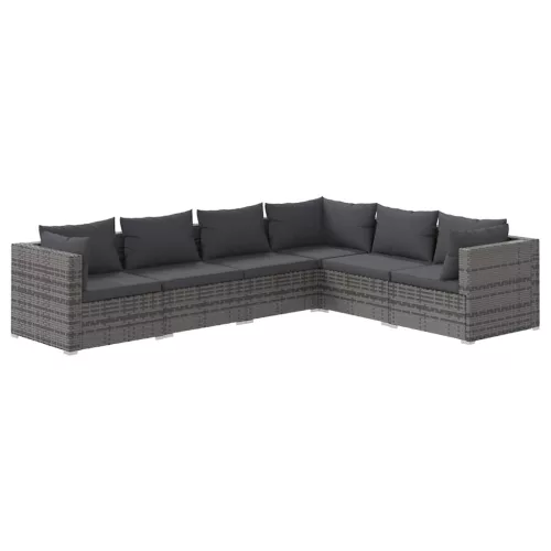  6 részes szürke polyrattan kerti ülőgarnitúra párnákkal