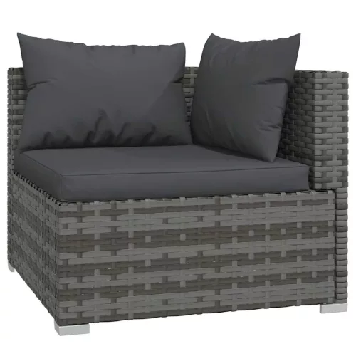  6 részes szürke polyrattan kerti ülőgarnitúra párnákkal