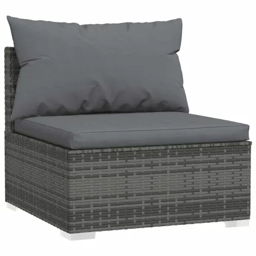  6 részes szürke polyrattan kerti ülőgarnitúra párnákkal