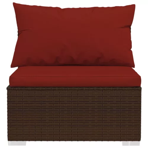  7 részes barna polyrattan kerti ülőgarnitúra párnákkal