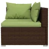  7 részes barna polyrattan kerti ülőgarnitúra párnákkal