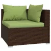  7 részes barna polyrattan kerti ülőgarnitúra párnákkal