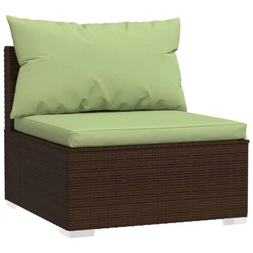  7 részes barna polyrattan kerti ülőgarnitúra párnákkal