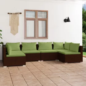    6 részes barna polyrattan kerti ülőgarnitúra párnákkal