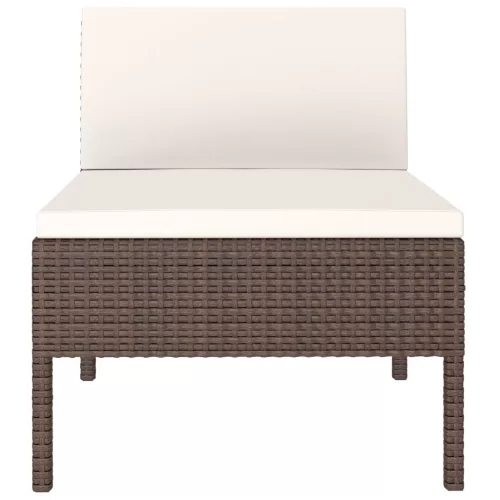  3 db barna polyrattan kerti szék párnákkal