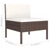  3 db barna polyrattan kerti szék párnákkal