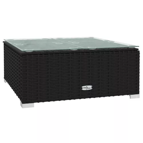  8 részes fekete polyrattan kerti ülőgarnitúra párnákkal
