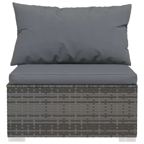  9 részes szürke polyrattan kerti ülőgarnitúra párnákkal