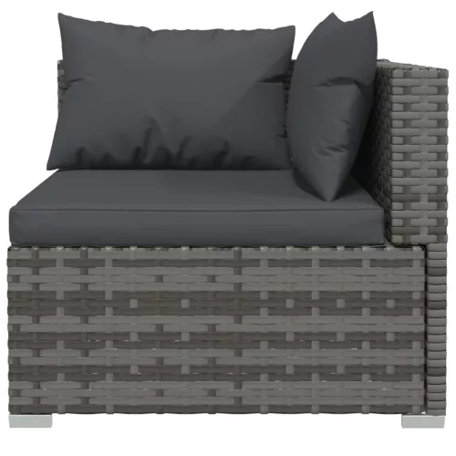 9 részes szürke polyrattan kerti ülőgarnitúra párnákkal
