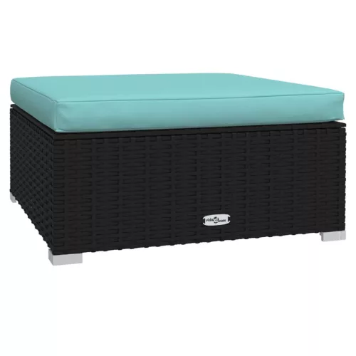 10 részes fekete polyrattan kerti ülőgarnitúra párnákkal