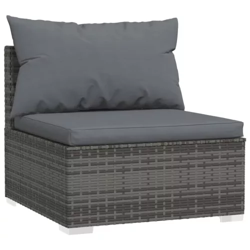  9 részes szürke polyrattan kerti ülőgarnitúra párnákkal