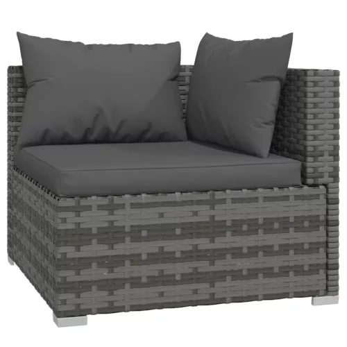  9 részes szürke polyrattan kerti ülőgarnitúra párnákkal