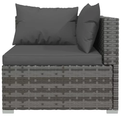  9 részes szürke polyrattan kerti ülőgarnitúra párnákkal