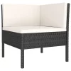  2 részes fekete polyrattan kerti bútorszett párnákkal