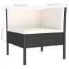  2 részes fekete polyrattan kerti bútorszett párnákkal