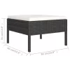  2 részes fekete polyrattan kerti bútorszett párnákkal