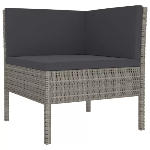  2 részes szürke polyrattan kerti bútorszett párnákkal