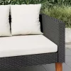  kétszemélyes fekete polyrattan kerti kanapé párnákkal