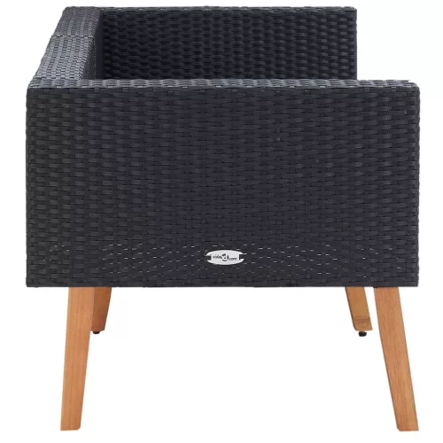  kétszemélyes fekete polyrattan kerti kanapé párnákkal