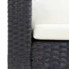  kétszemélyes fekete polyrattan kerti kanapé párnákkal