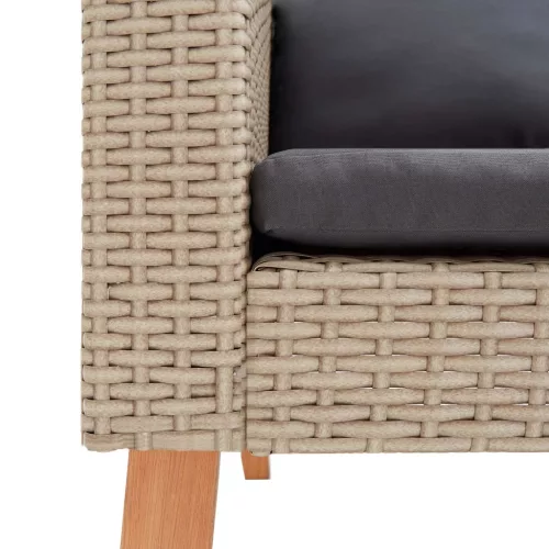  3 részes bézs polyrattan kerti ülőgarnitúra párnákkal