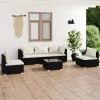  6 részes fekete polyrattan kerti ülőgarnitúra párnákkal