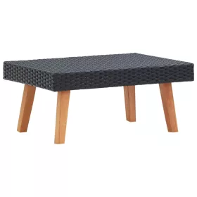  fekete polyrattan kerti dohányzóasztal