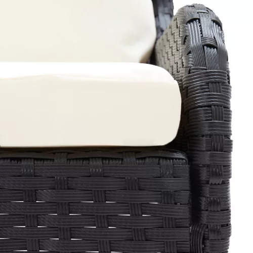  2 db fekete polyrattan kerti sarokkanapé
