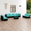  9 részes fekete polyrattan kerti ülőgarnitúra párnákkal