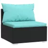  9 részes fekete polyrattan kerti ülőgarnitúra párnákkal