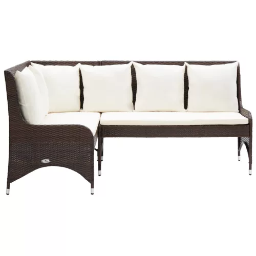 2 db barna polyrattan kerti sarokkanapé