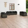  7 részes szürke polyrattan kerti ülőgarnitúra párnákkal
