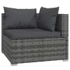  7 részes szürke polyrattan kerti ülőgarnitúra párnákkal