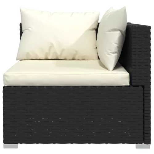  8 részes fekete polyrattan kerti ülőgarnitúra párnákkal