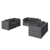  6 részes szürke polyrattan kerti ülőgarnitúra párnákkal