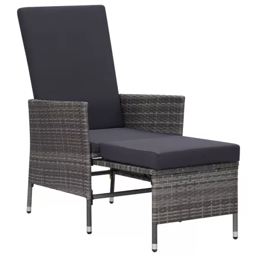  szürke dönthető háttámlás polyrattan kerti szék párnákkal