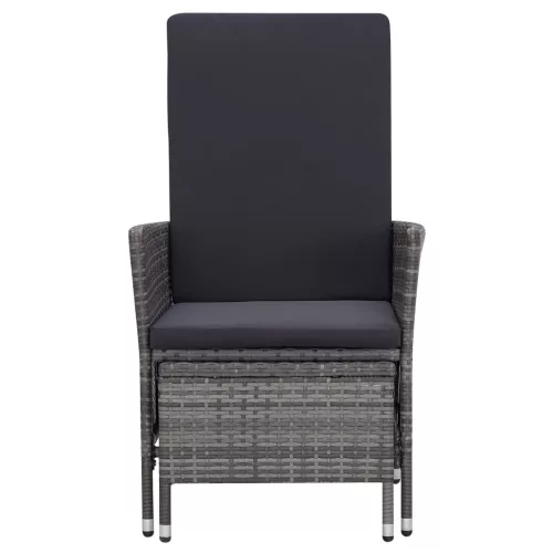  szürke dönthető háttámlás polyrattan kerti szék párnákkal
