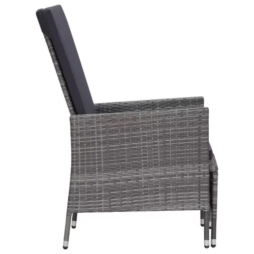  szürke dönthető háttámlás polyrattan kerti szék párnákkal