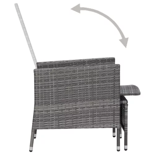  szürke dönthető háttámlás polyrattan kerti szék párnákkal