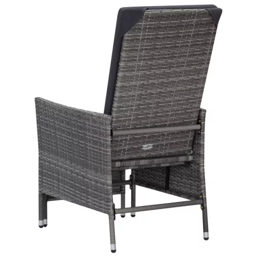  szürke dönthető háttámlás polyrattan kerti szék párnákkal