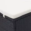  kétszemélyes fekete polyrattan napozóágy párnával