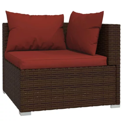  9 részes barna polyrattan kerti ülőgarnitúra párnákkal