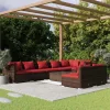  9 részes barna polyrattan kerti ülőgarnitúra párnákkal