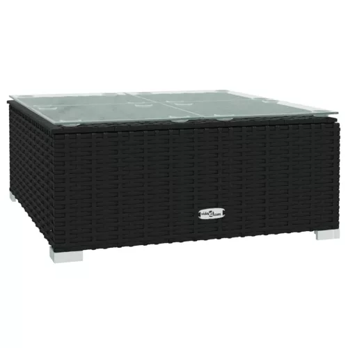  10 részes fekete polyrattan kerti ülőgarnitúra párnákkal