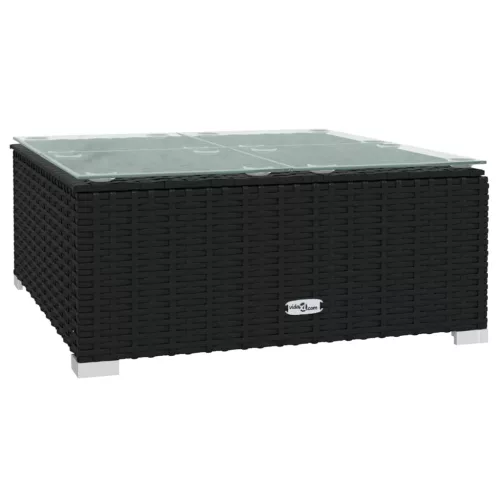  8 részes fekete polyrattan kerti ülőgarnitúra párnákkal